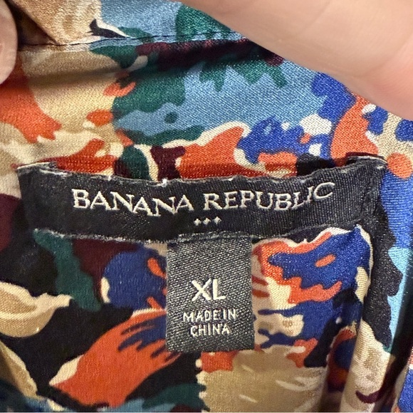 Banana Republic Factory Colorful Floral Satiny Midi Dress | XL - Picture 7 of 8